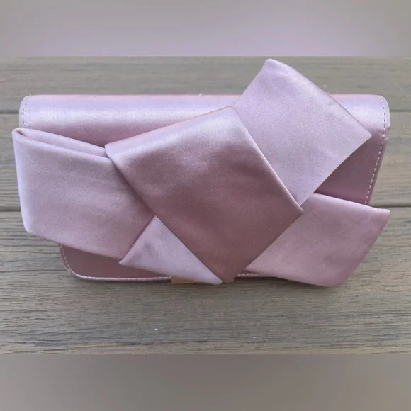 Ted Baker Women's Chain Strap Fefee Satin Knot Bow Evening Bag Pink